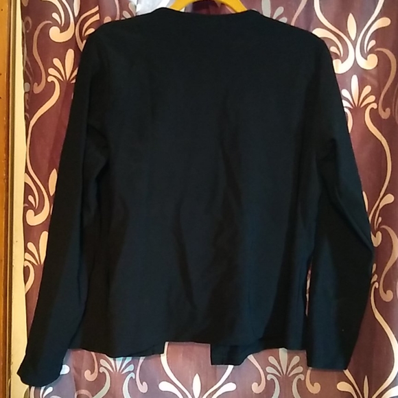 Black Button Down Long Sleeve Cardigan Stretchy Lg - Picture 3 of 4